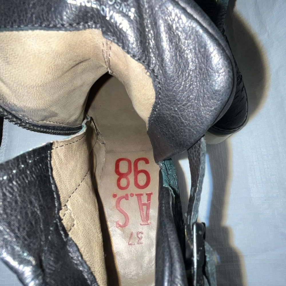 A.S.98 Green Textured Wedge Boots - Picture 9 of 15